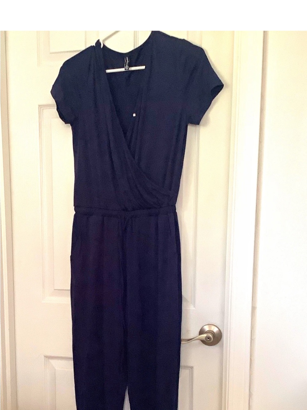 One-Shoulder Navy Wrap Dress